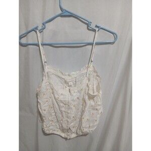NEW! Aeropostale White Floral Daisy Tank Top Front Button Women's Size XL